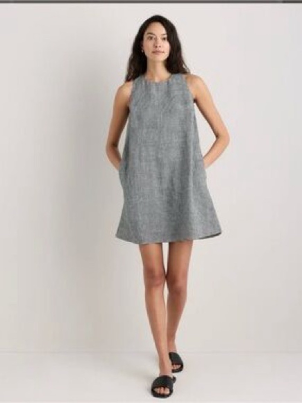 Madewell Gray Sleeveless Mini A-Line Dress - Picture 6 of 8